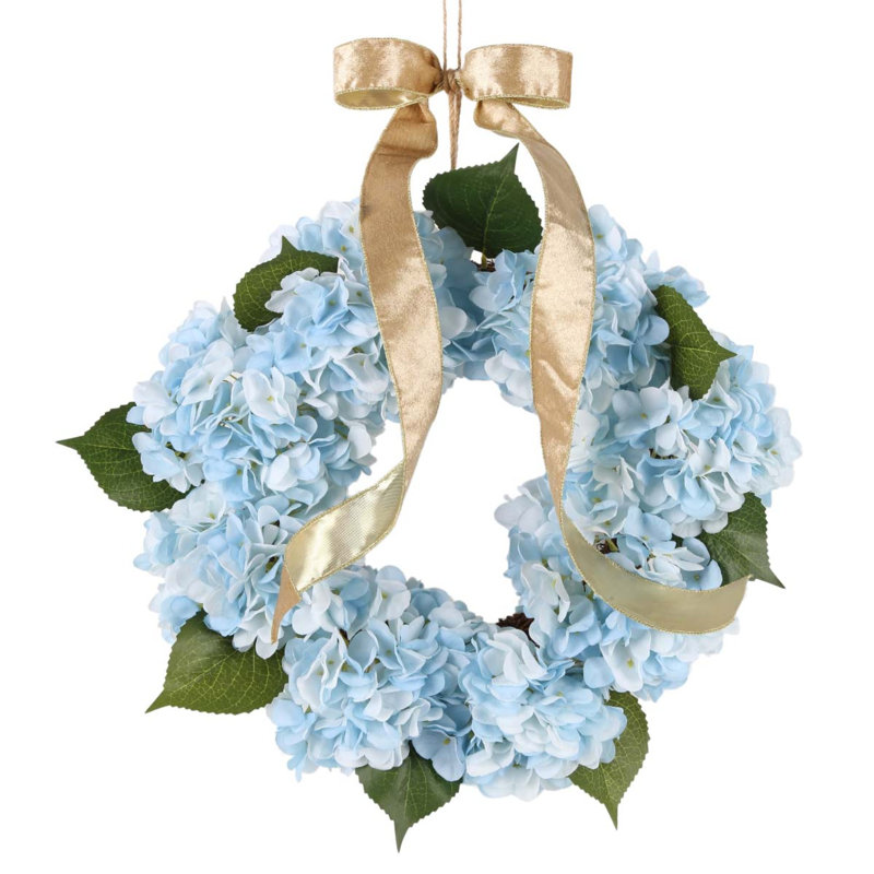 40cm Thanksgiving Wreath Fall Hydrangea Bowknot Decoration Flower Garland Wreath Thanksgiving Front Door Home Decor