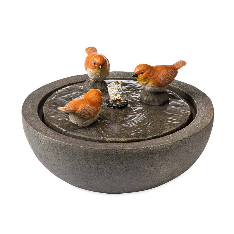 Fontaine d'oiseau en résine avec lumière