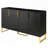 Sideboard Modern With Four Doors, Metal Handles & Legs And Adjustable Shelves Kitchen Cabinet (Black)-1224997848