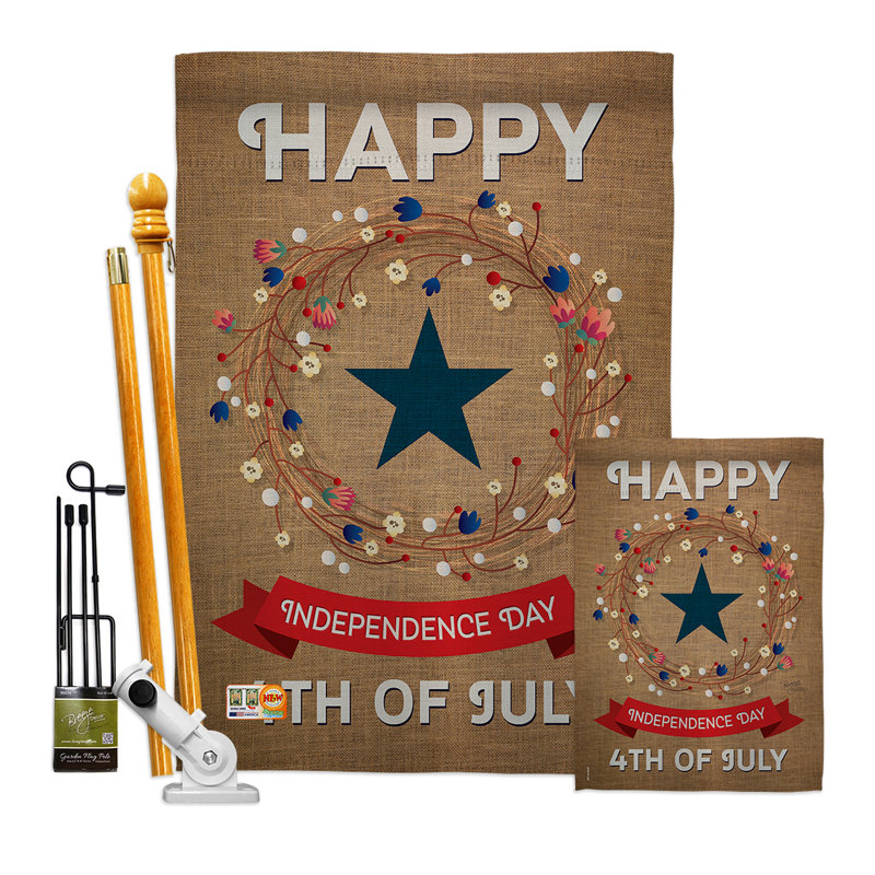 Double Sided 40'' H x 28'' W Polyester Independence Day Flag Set