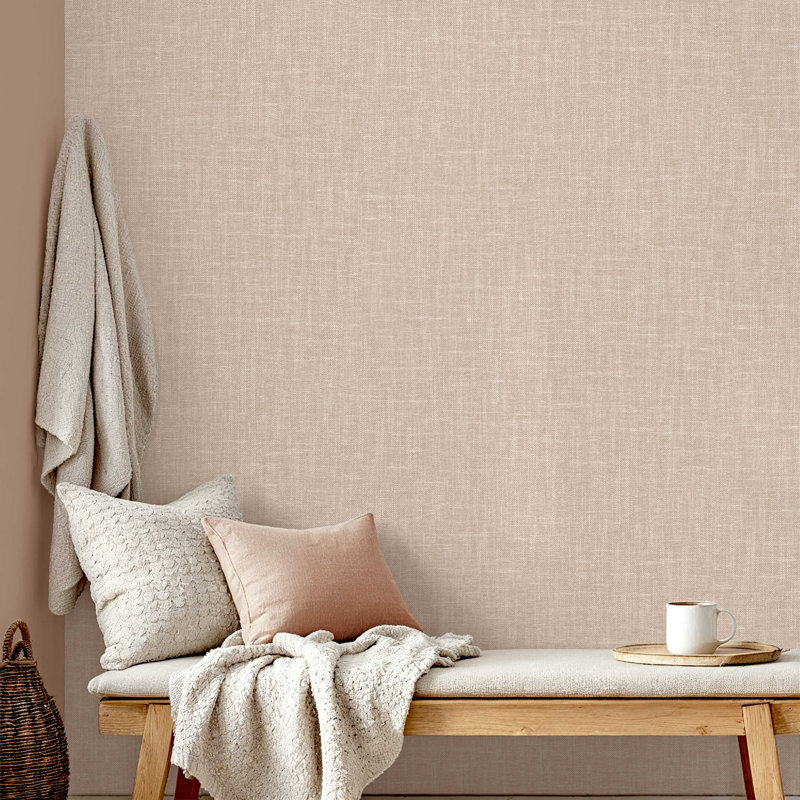 Oakleigh Plain Luxury Textured Wallpaper, Dusky Clay