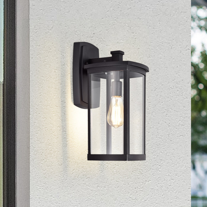 Applique murale d'extérieur à 1 ampoule noire texturée Dorcas, H 17 po x l 8,25 po x P 9,25 po