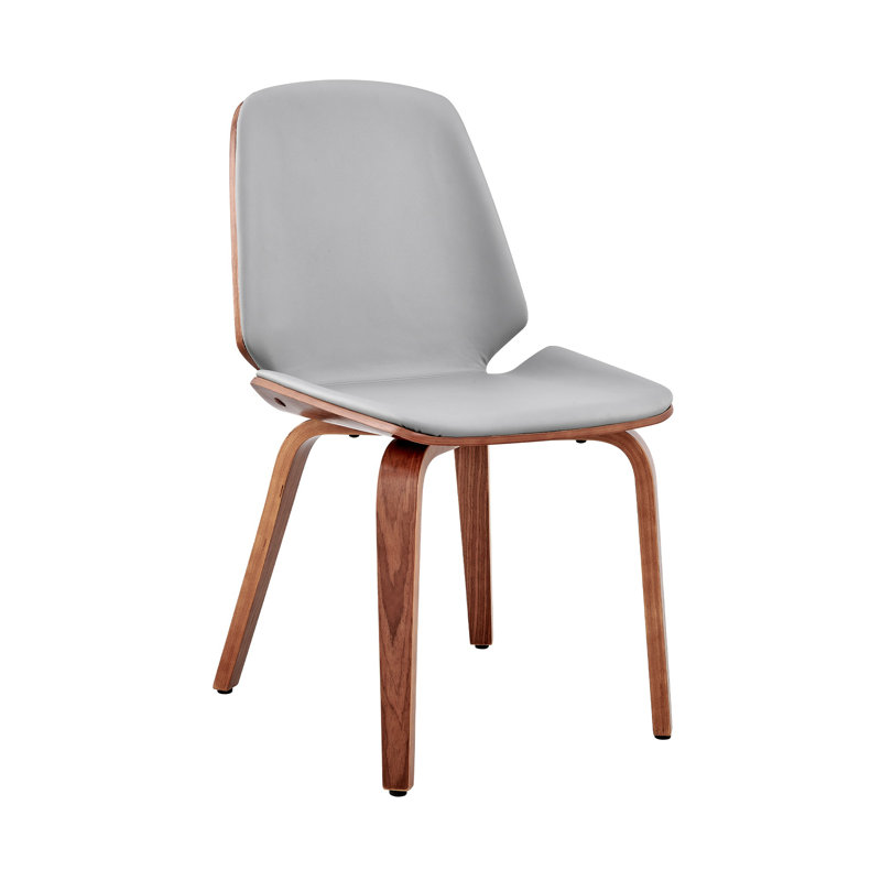 Rohail Leatherette Dining Chair with Slightly Curved Seat, Gray, Brown, 2