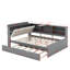 Lit plateforme en bois avec lit gigogne, tablettes et tête de lit avec rangement-172419175-172419176
