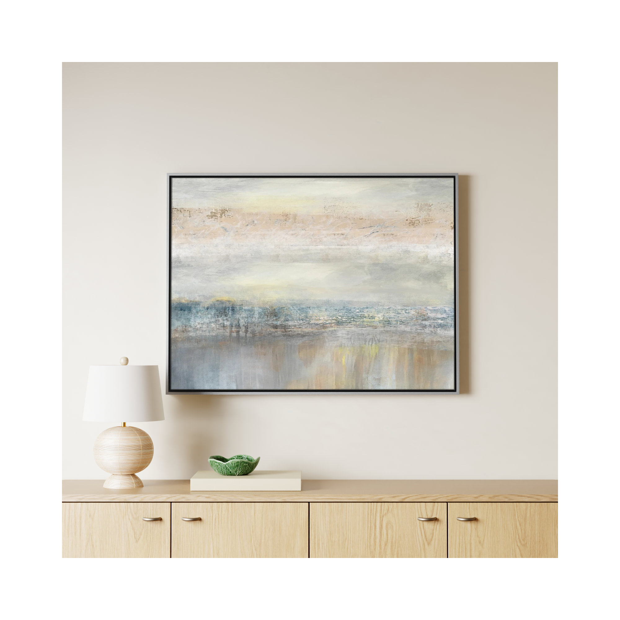 From A Distance by Nan - Painting Print, White, Picture Framed Canvas, 31.5" H x 41.5" W