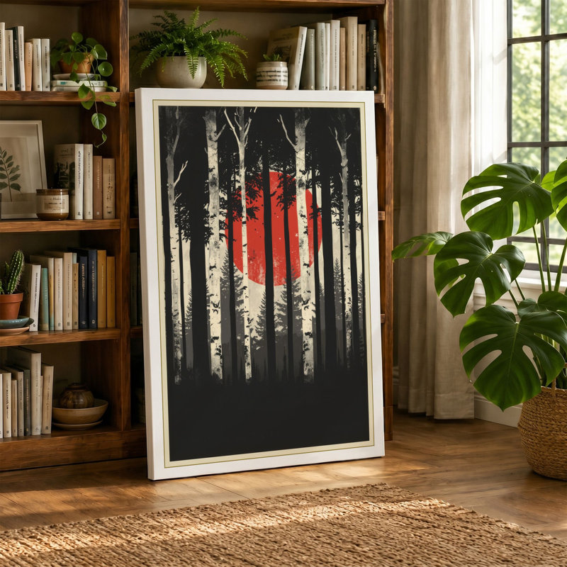 Forest Sun Modern - Wrapped Canvas, 30x20 - 76.2 x 50.8 cm, Cream Border