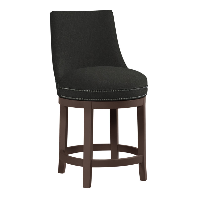 Vesper Upholstered Counter Stool with Solid Wood Frame, Tobacco, Perigold Emmeline Lapis