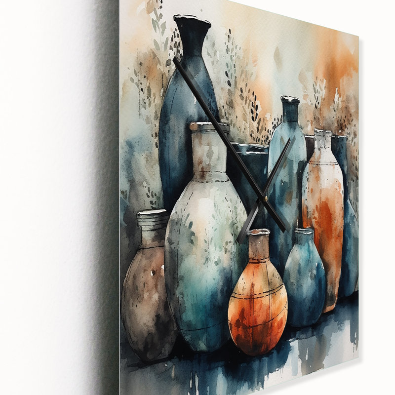 Horloge murale moderne Insunza - Boho Pottery, H 32 po x l 16 po x P 1 po