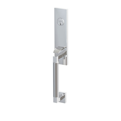 Emtek SELECT factice, monobloc à mortaise, tige extérieure en L, poignée lisse ; levier intérieur Hermès, chrome poli, droitier