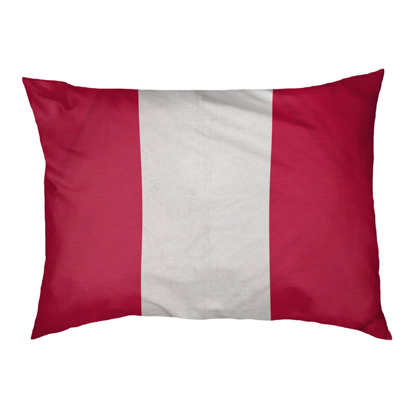 Coussin Houston, Grand (l 40 po x P 30 po x H 14 po), Rouge / blanc / rouge