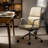 Genuine Leather Office Desk Chair with Wheels, Ergonomic Leather Executive Chair, Mid Back, Swivel Base with Adjustable Tilt, Modern Style, Luxury Aluminum Frame(Cream)-905267641-905267642