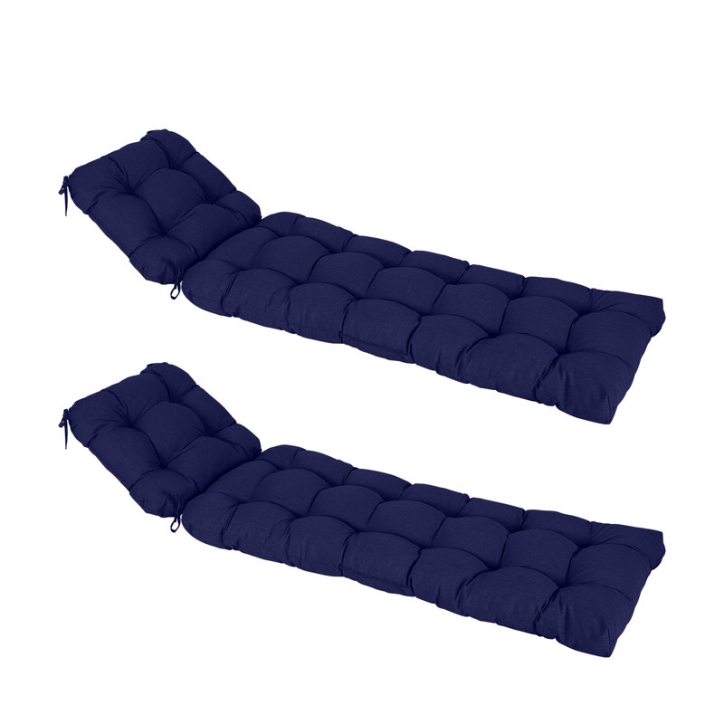  Outdoor Polyester Tufted Chaise Lounge Cushion, Navy Blue
