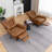 Genuine Leather Swivel Wingback Recliner-707884899
