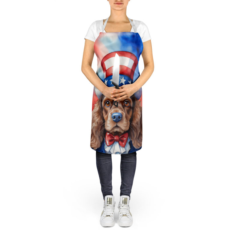 Patriotic American Apron, Brown Cocker Spaniel
