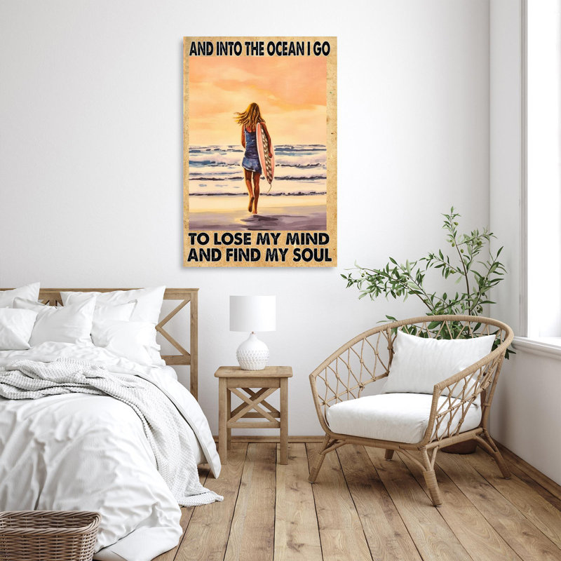 Surfing And Into The Ocean I Go, H 20 po x l 16 po x P 1,25 po