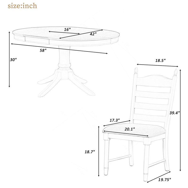 Ensemble de table de salle à manger 5 pièces avec table ronde extensible et chaises rembourrées, parfait pour une utilisation polyvalente et un décor élégant