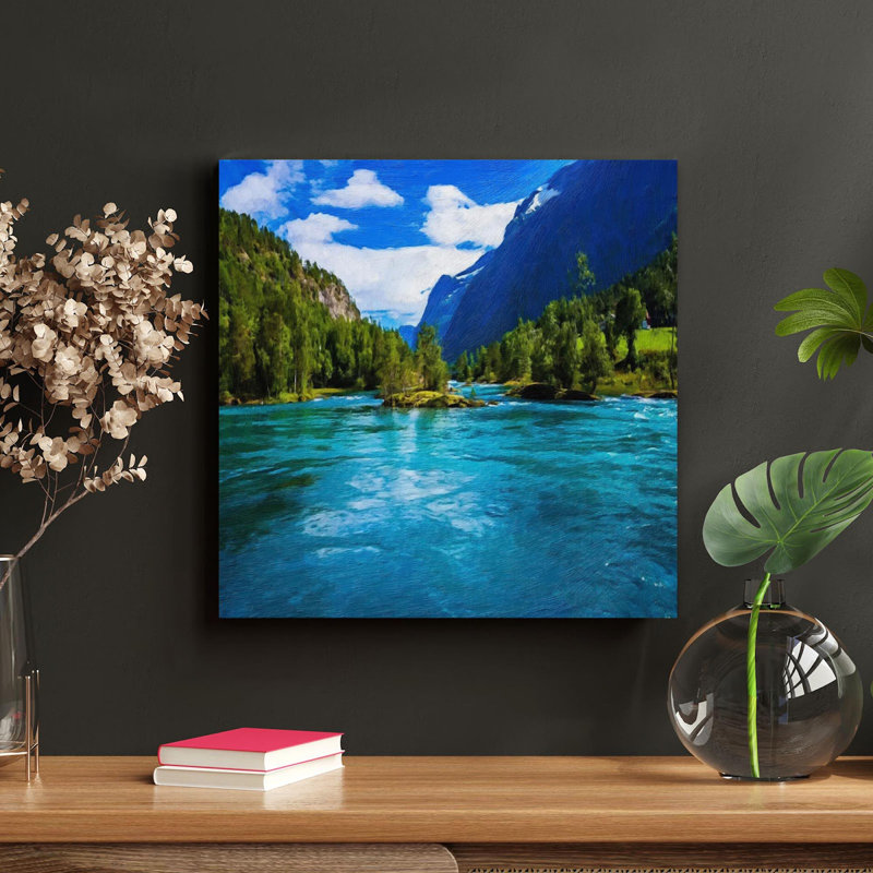 «Flowing Blue Water», reproduction d'art rectangulaire sur toile tendue 1 pièce, H 32 po x l 32 po x P 2 po