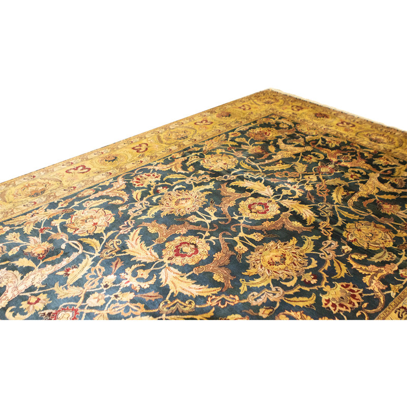 High-Quality Hand-Knotted Black And Gold Area Rug