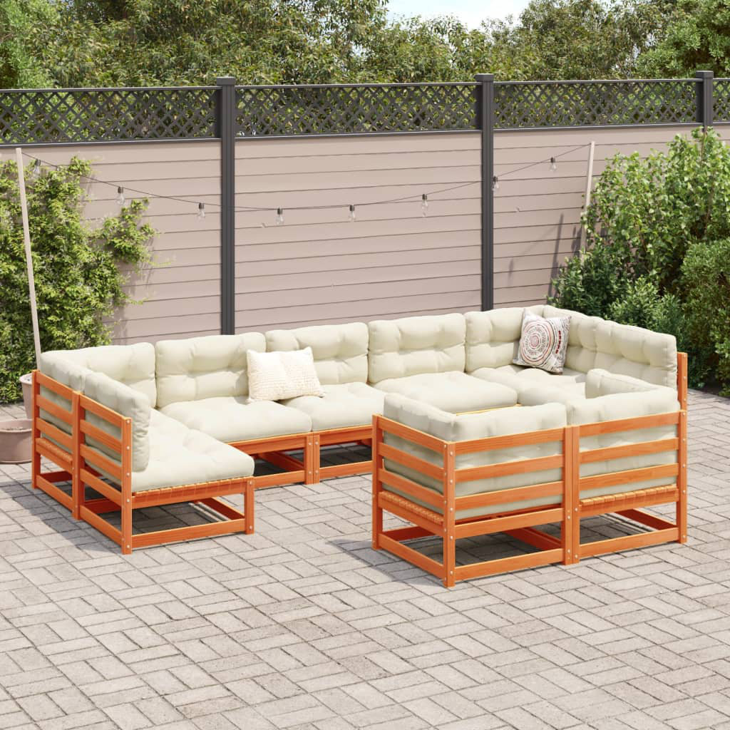 Vidaxl 9-Tlg. Garten-Lounge-Set mit Auflagen Massivholz