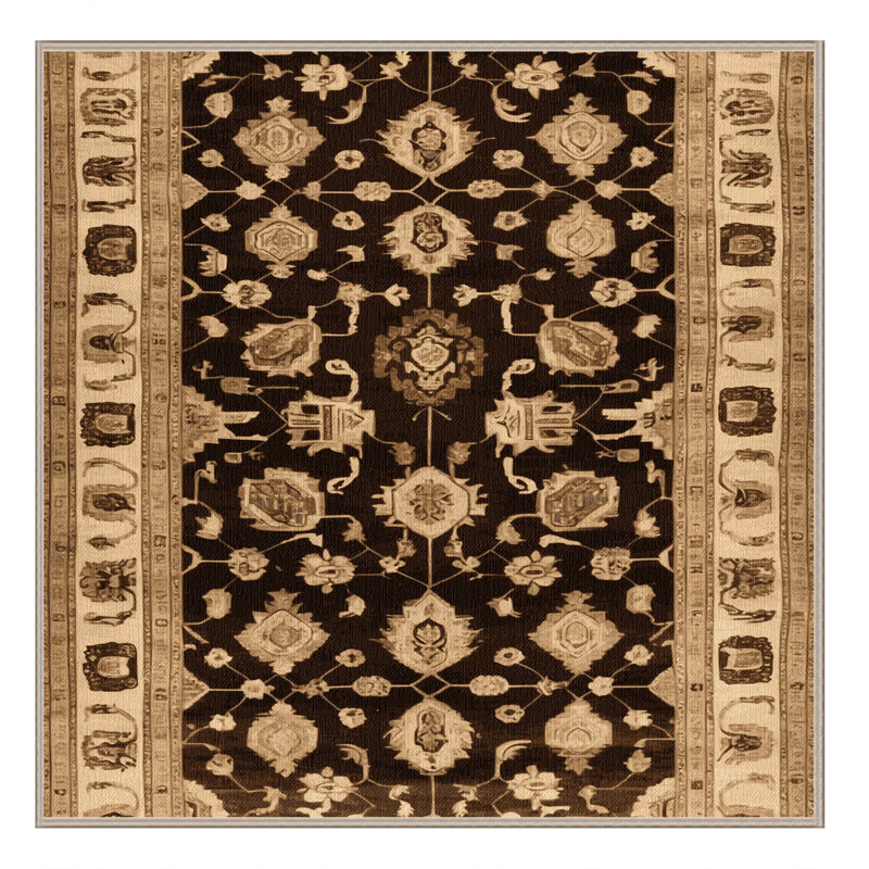 Machine Washable Overdyed Brown Area Rug, Square 7'