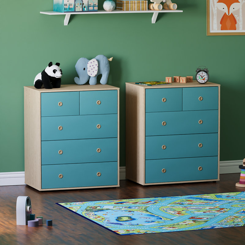 Labella Kids 5 - Drawer Dresser, Blue/Oak