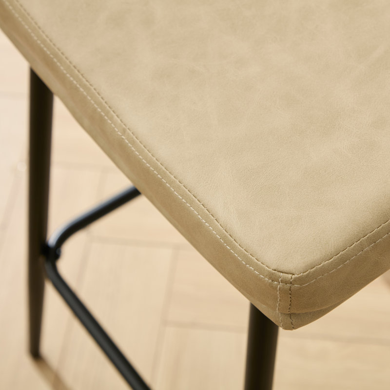 Upholstered 26" Backless Saddle Barstools, 3, Beige