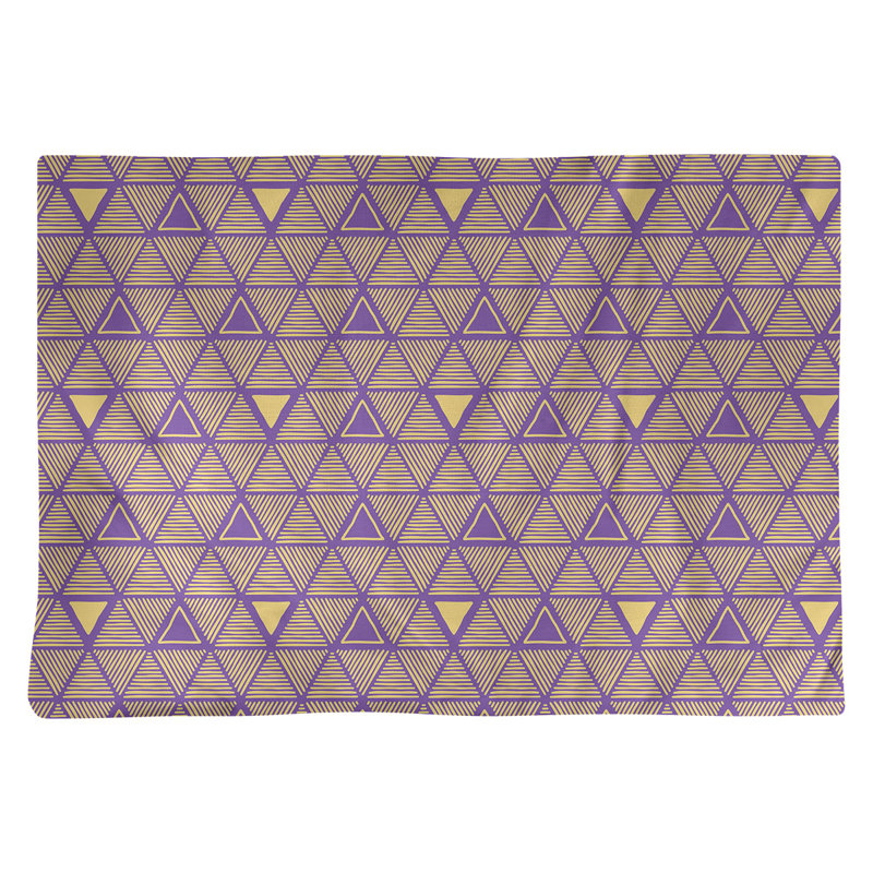 Napperon de 18 po en coton dessiné à la main triangle, Mauve/jaune, Coton