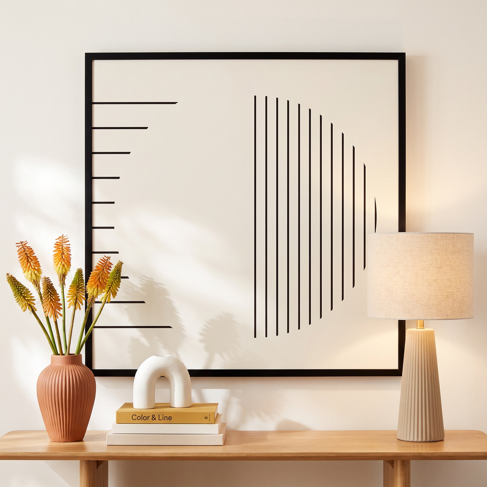 Modern Statement Stripes 1 Print, 33" H x 33" W x 1" D, Black