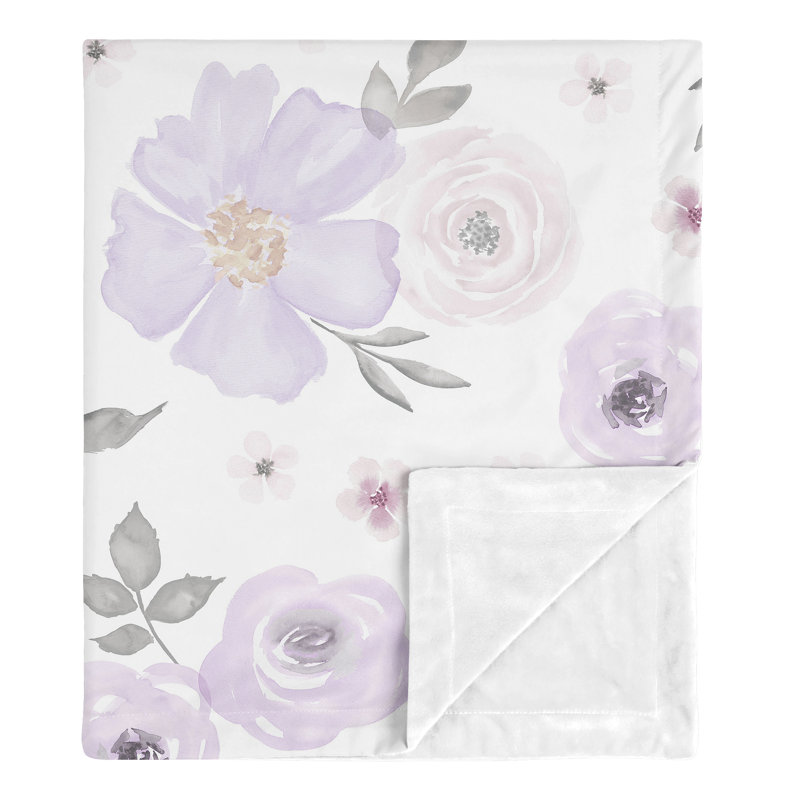 Couverture florale aquarelle, Violet / gris