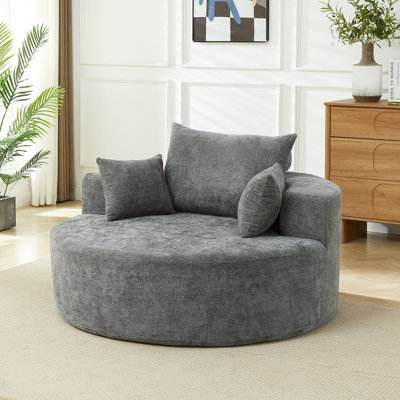 55'L Chenille Sponge single sofa,No Assembly Required,Fluffy Modern Sleeper Chair for Living room, Bedroom, Lounge and Projection Room(Not a swivel chair.),Compression sofas