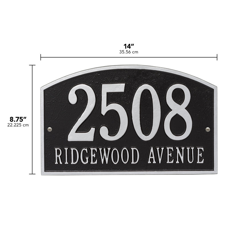 Legacy 2-Line Wall Address Plaque, Black / Silver, Yes