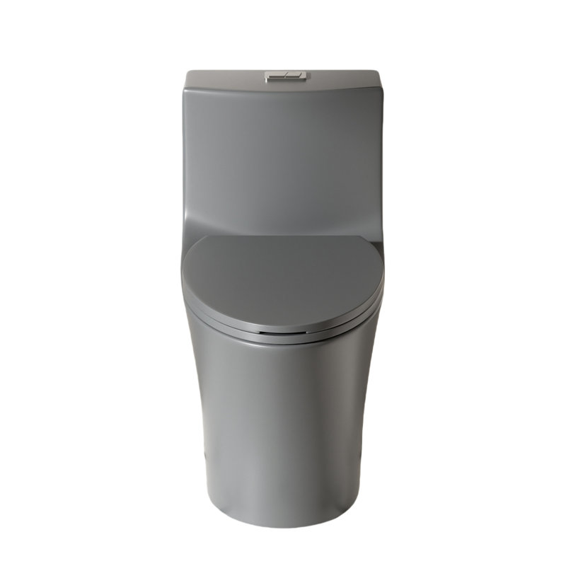 Toilette 1 / 1,60, gris élégant 002, hauteur confort allongée fixée au sol avec siège de toilette à fermeture douce et confortable dans un lustre 002, eau encourageante