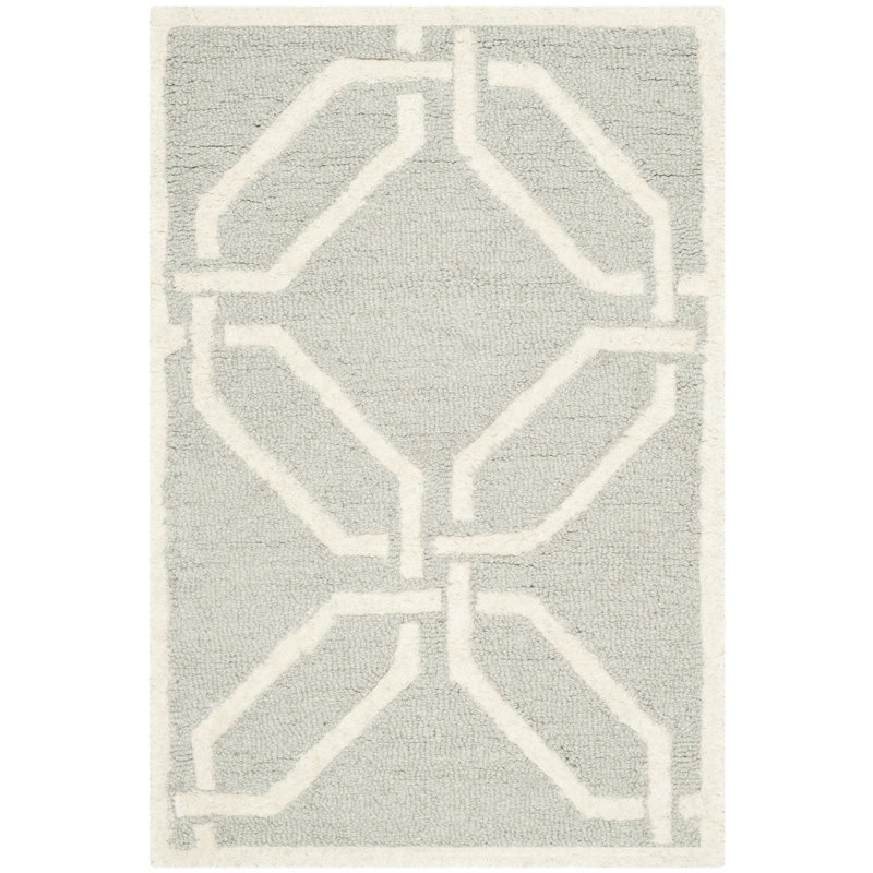 Deedgra Hand Tufted Wool Geometric Rug, Rectangle 2' x 3'