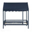 Meuble de chambre à coucher avec auvent pour lit plateforme simple bleu marine-1414682871