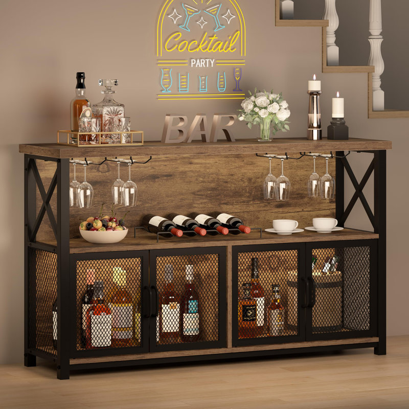 34cm Bar Cabinet, Rustic Brown