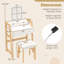 Ensemble de coiffeuse avec miroir à DEL, coiffeuse et tabouret avec 3 réglages de lumière, hauteur réglable