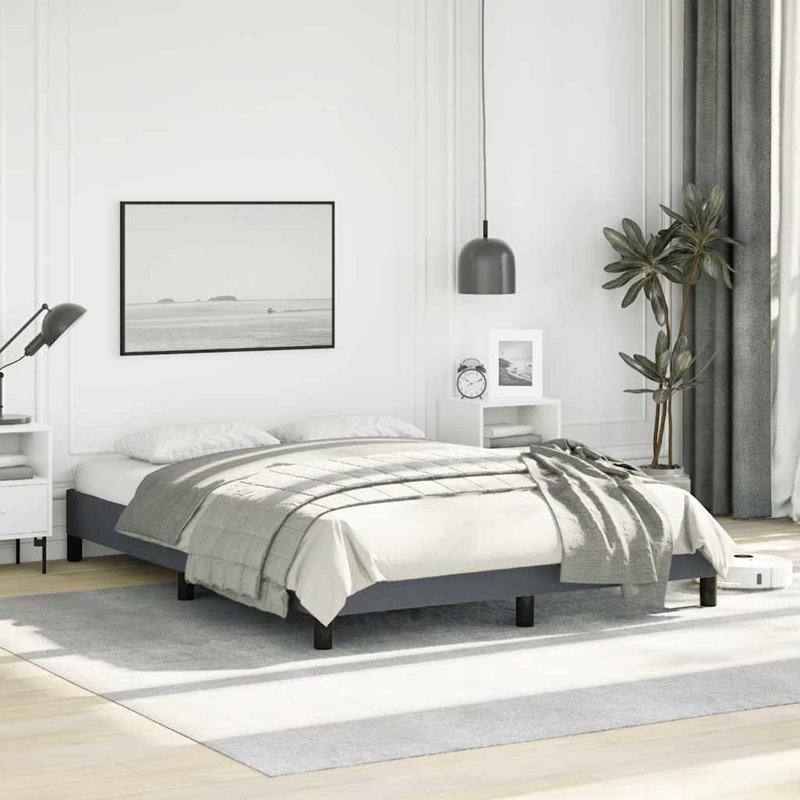Structure de lit en velours gris foncé pleine grandeur
