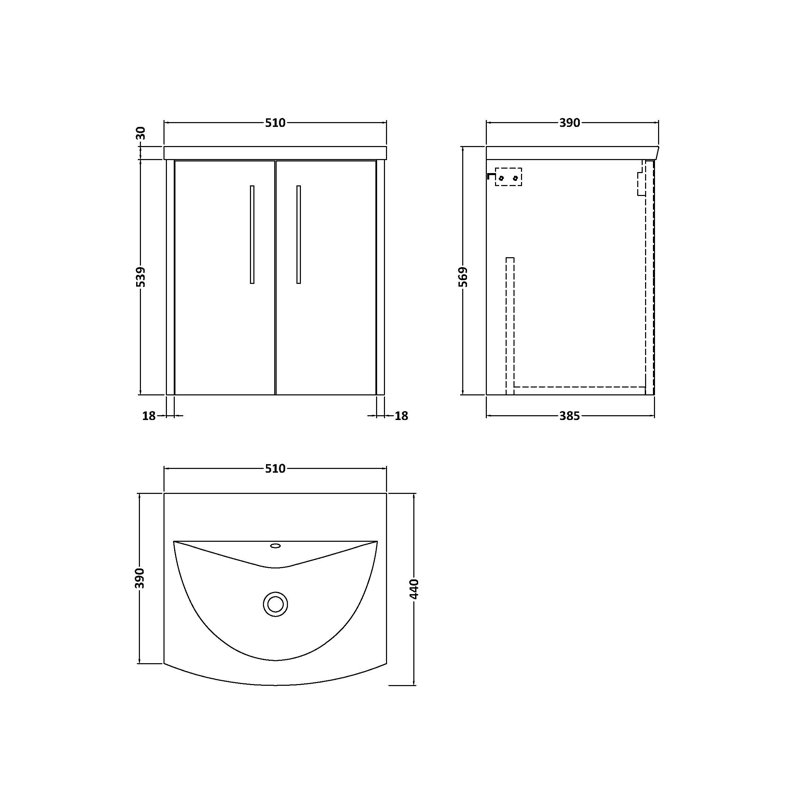 Juno Single Bathroom Vanity with Integrated Vitreous China Basin, Coastal Grey