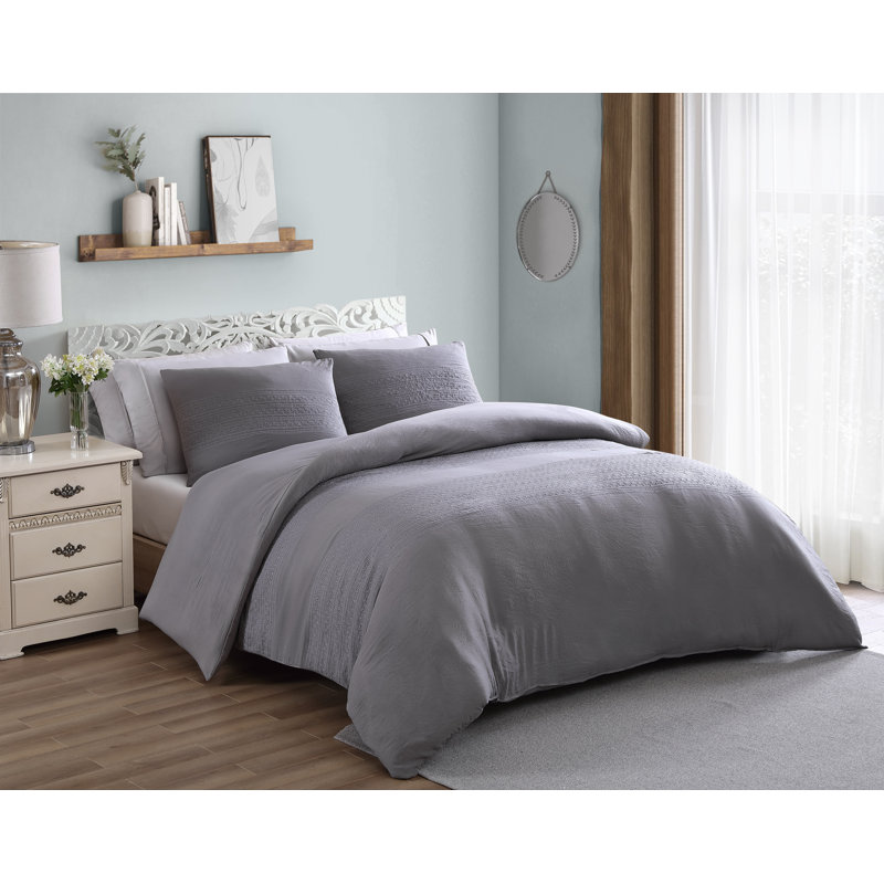 Lyla Channel Comforter, Twin Comforter + 1 Sham, Charcoal