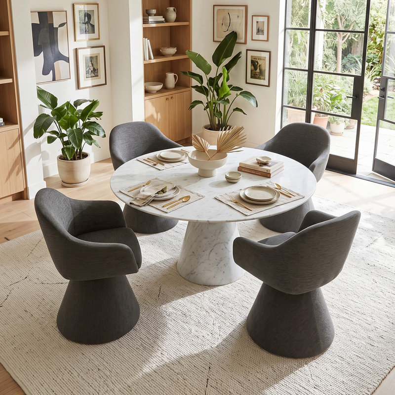 Upholstered Dining Chair, 47cm Seating Height, Charcoal Grey, 4, Charcoal Grey