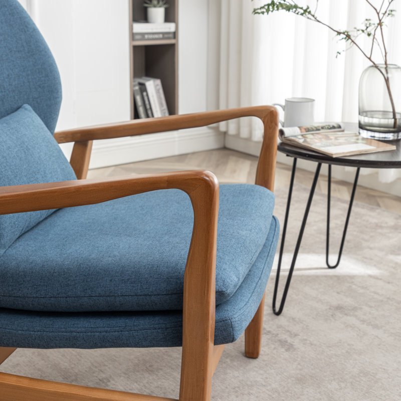 Kornelijus Upholstered Armchair, Blue Linen Blend