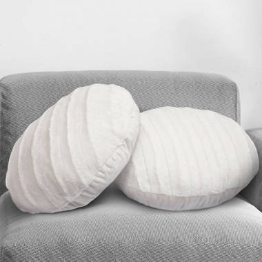 White Faux Shearling Large Round Accent Pillow By Diamond Sofa