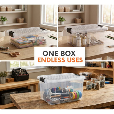 Superio 14.7 Quart Clear Plastic Storage Containers with Lids, Stackable Organizer Bins, BPA-Free Storage Boxes for Home, Office, Dorm & Classroom, 6 Pack