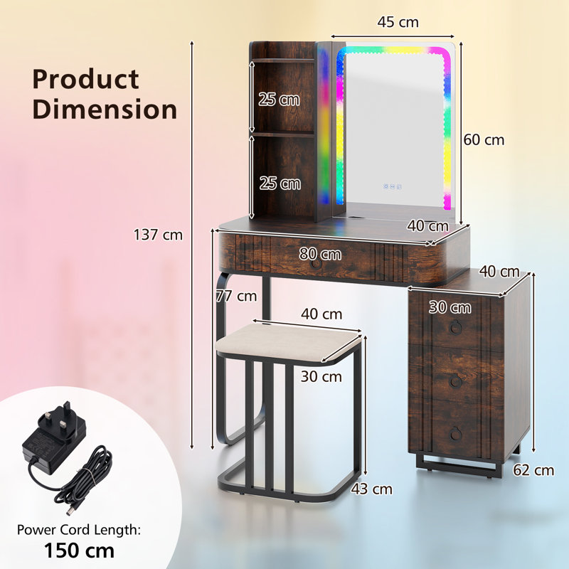 Dressing Table, Brown/Black