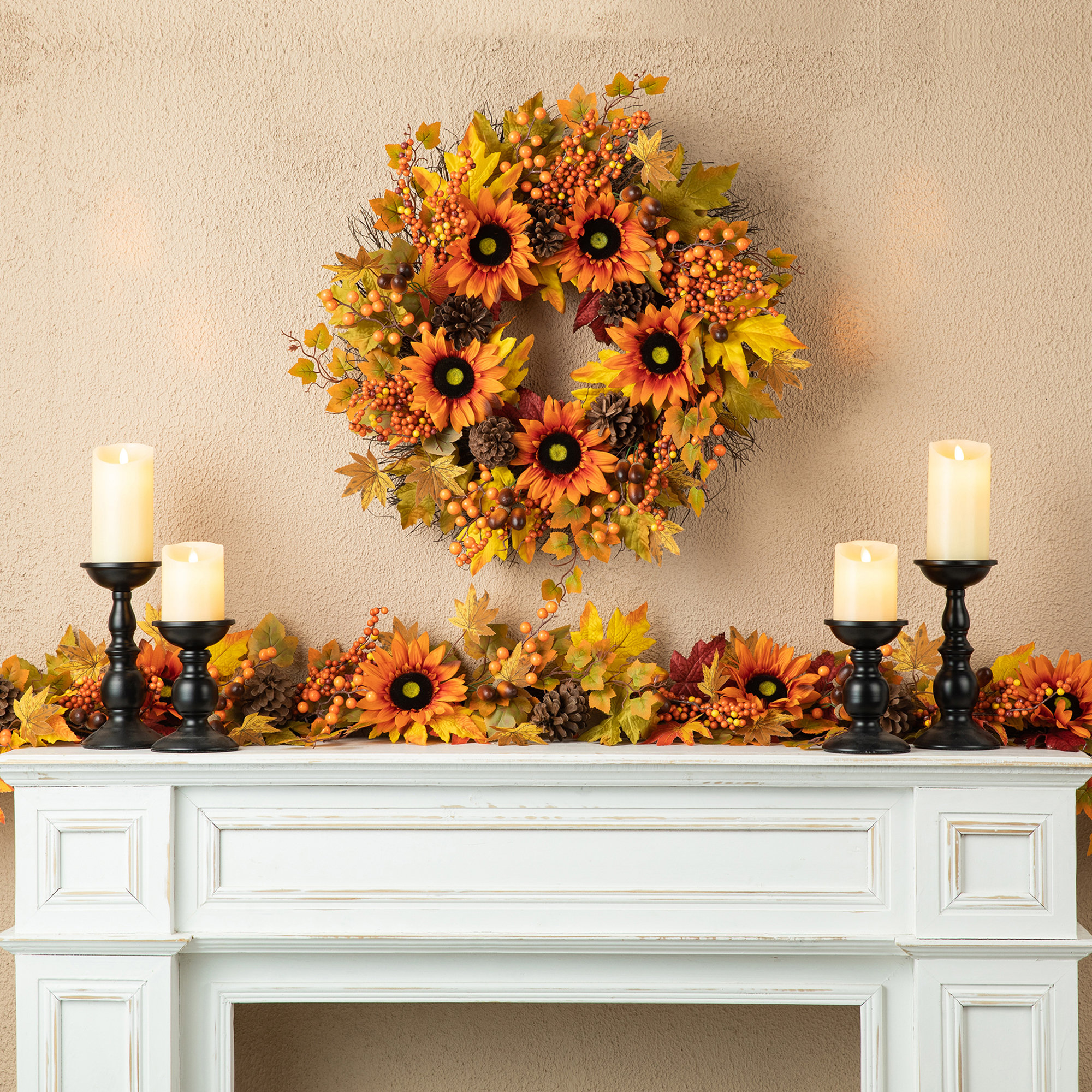 24'' Faux Sunflower Wreath