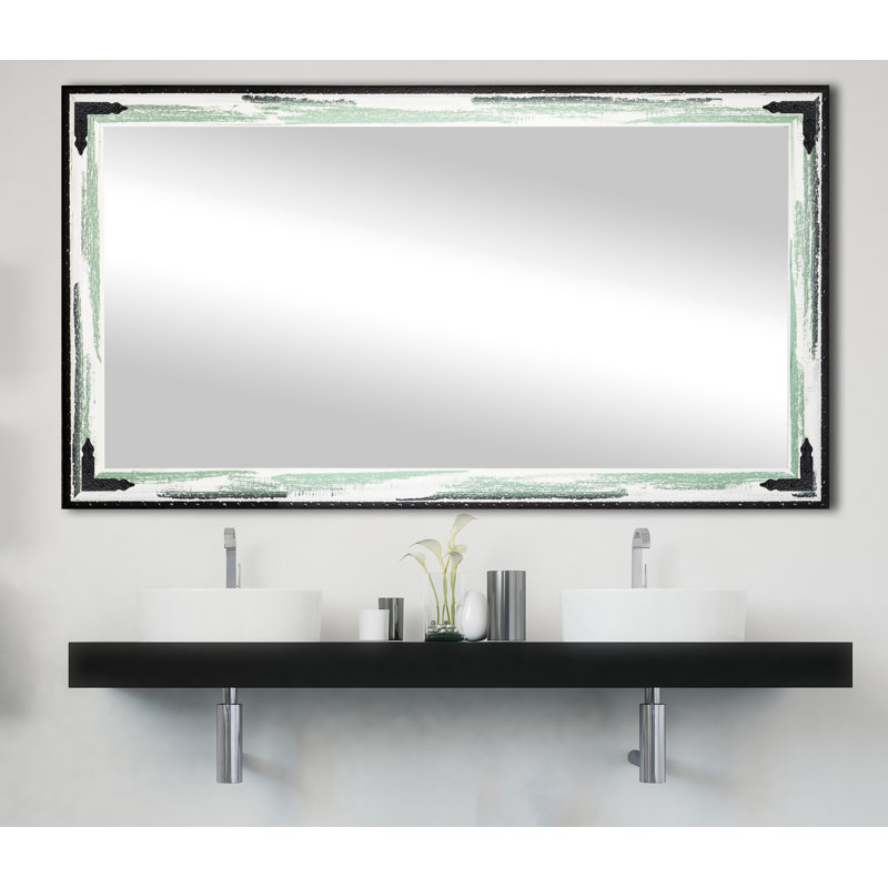 Heavner Wood Flat Mirror, 35" H x 64" W, Seafoam