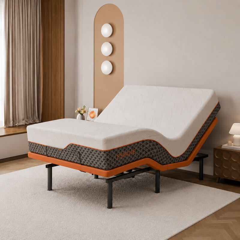 Lit réglable Zero Gravity avec matelas hybride de 14 po, massage, télécommande sans fil, contrôle des applications, Zero Gravity, éclairage sous le lit, ports USB et de type C des deux côtés