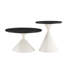 Ensemble de 2 tables basses rondes, plateau de table à motif noir avec base en acier, table basse multifonctionnelle à la mode-105946339