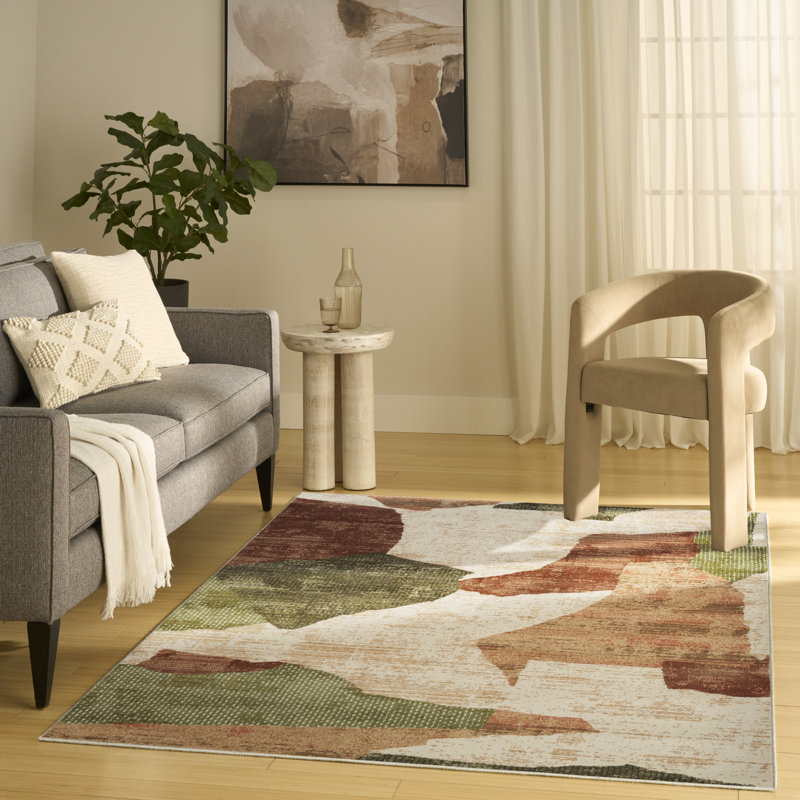 Colondro Beige Multi Modern Indoor Rug, Rectangle 4' x 6'