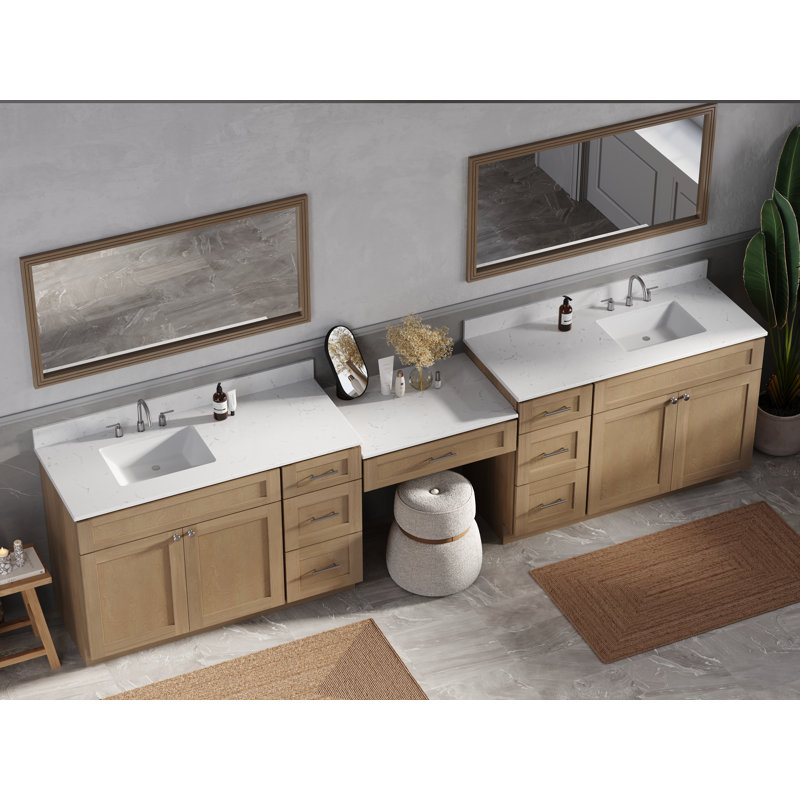 Meuble-lavabo double Disar, Chêne naturel